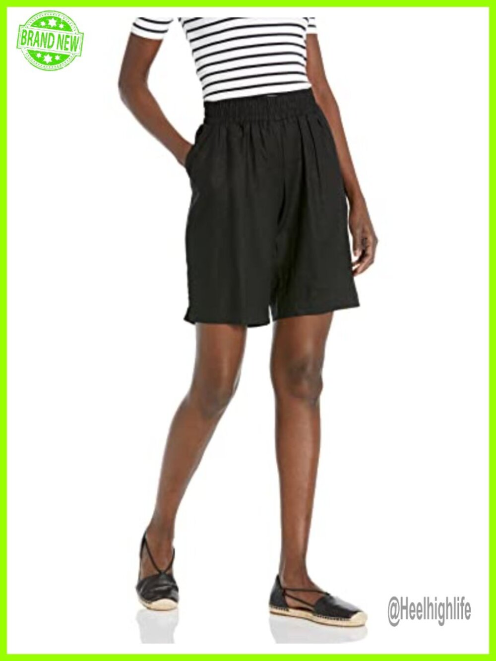 Pull On Linen Blend Shorts Relaxed Fit Front Pockets Casual Summer
